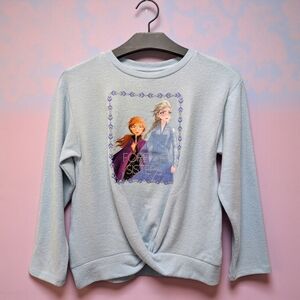Disney Frozen II Blue Fleece Top Forever Sisters Anna & Elsa Girls L (14/16) NWT